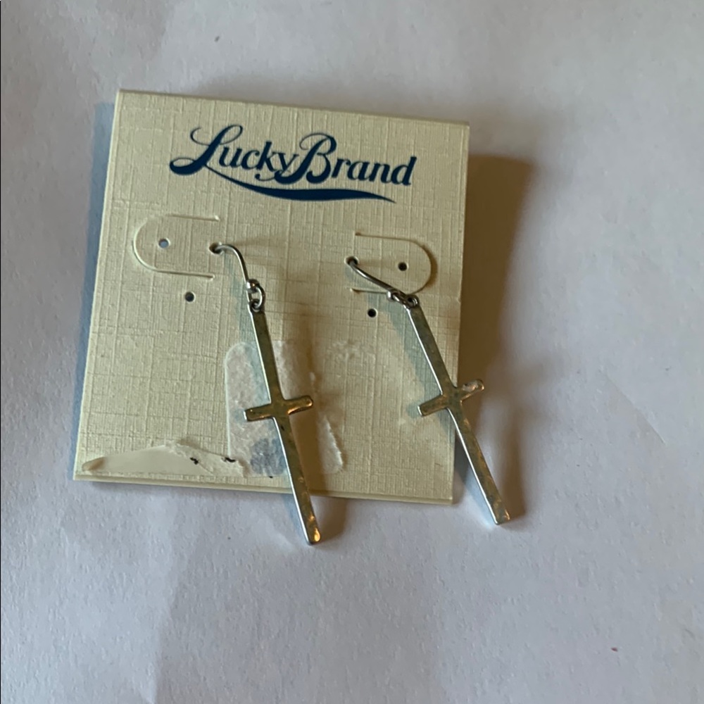 Lucky Brand Metallic Cross Dangle Earrings